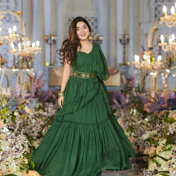 Savannah Green Chiffon Saree