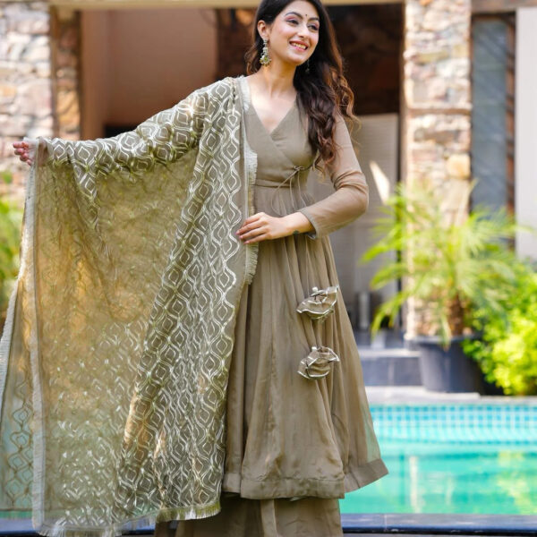 Rustic Rajwada Olive Kurta Set