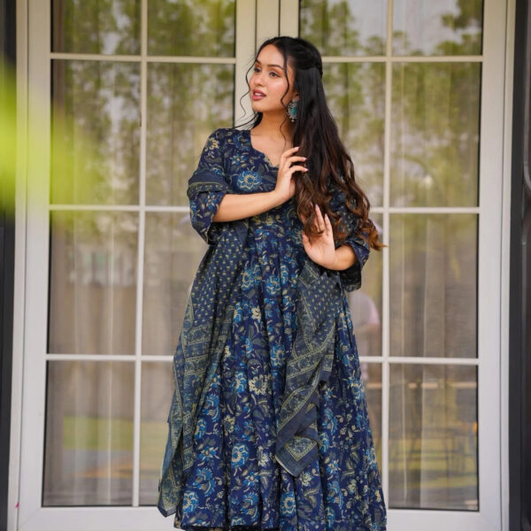 Indigo Reverie Cotton Suit Set